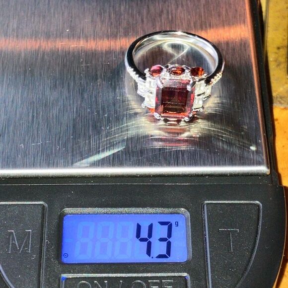 Red Labradorite Vermelho Red Garnet Sterling Silver Ring Size 7.75 - Picture 9 of 9